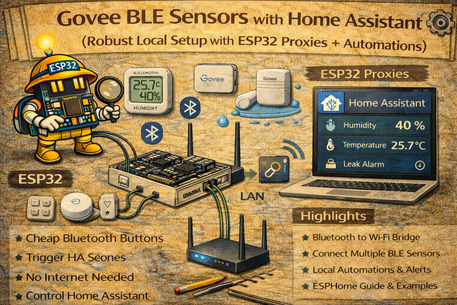 Govee BLE Sensors with Home Assistant (Robust Local Setup with ESP32 ...