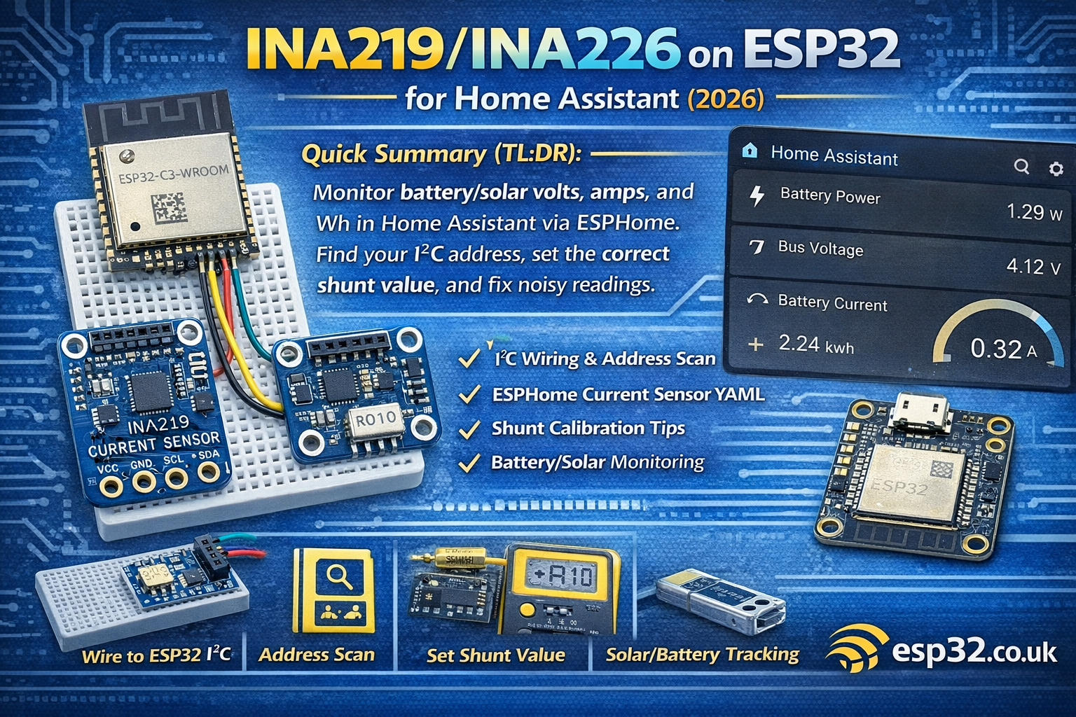 INA219/INA226 on ESP32 for Home Assistant (2026)