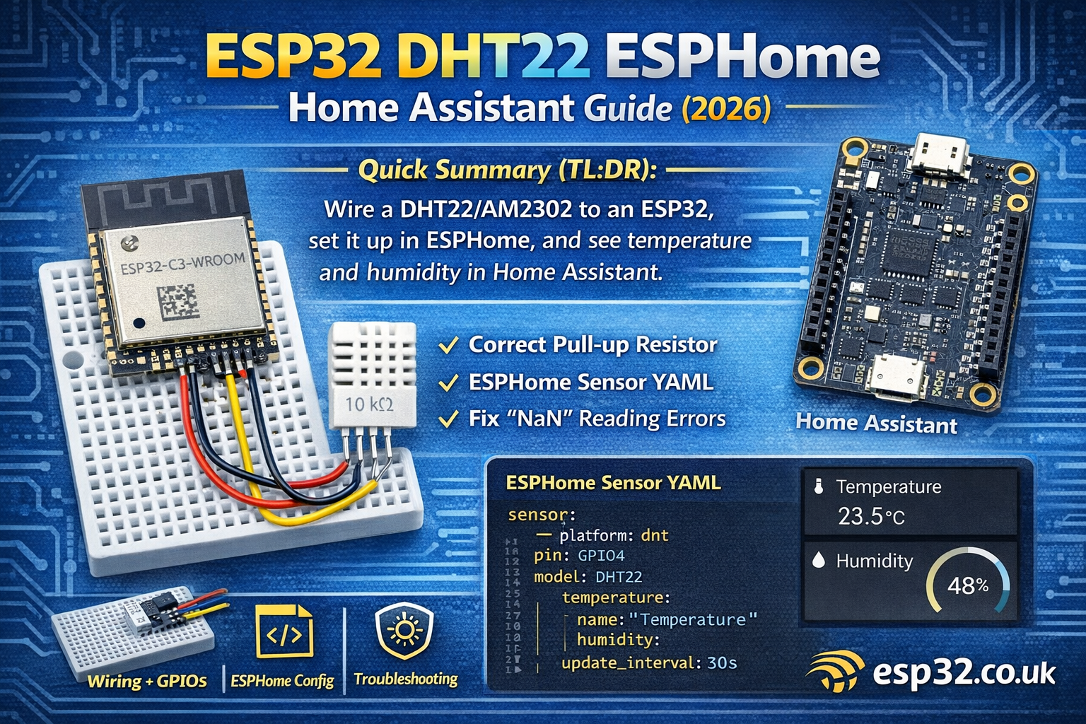 ESP32 DHT22 ESPHome Home Assistant Guide (2026)