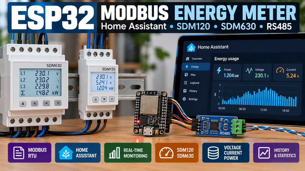 esp32 modbus energy meter home assistant sdm120 sdm630