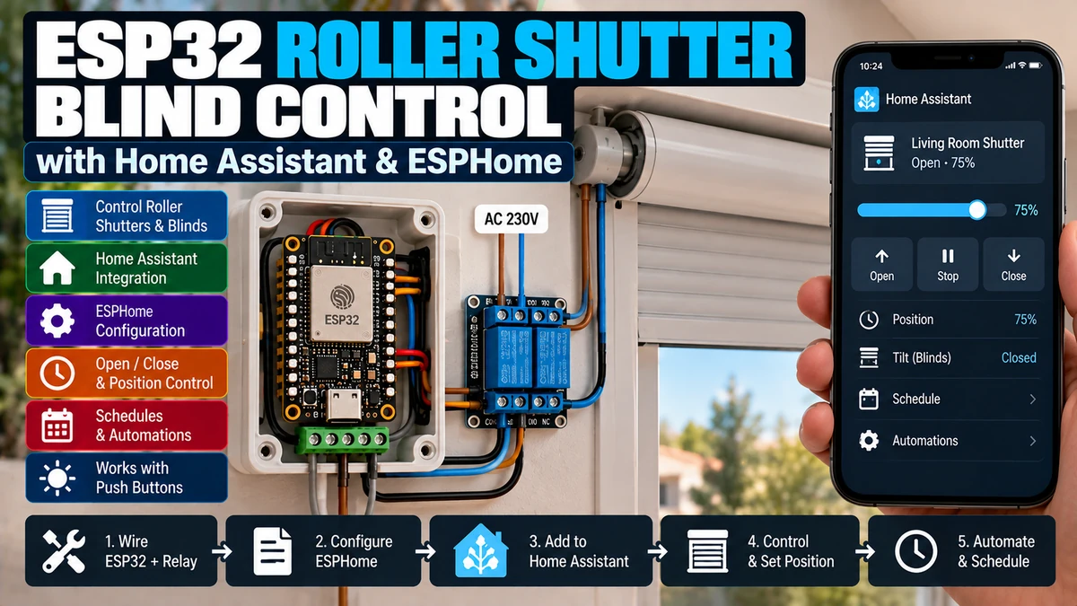 esp32 roller shutter blind control home assistant esphome