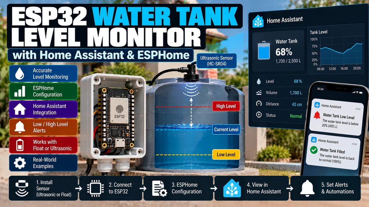 esp32 water tank level monitor home assistant esphome