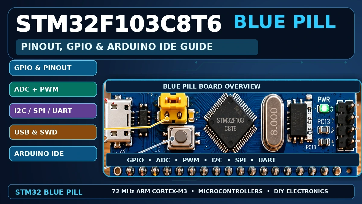 stm32f103c8t6 blue pill pinout gpio arduino ide guide