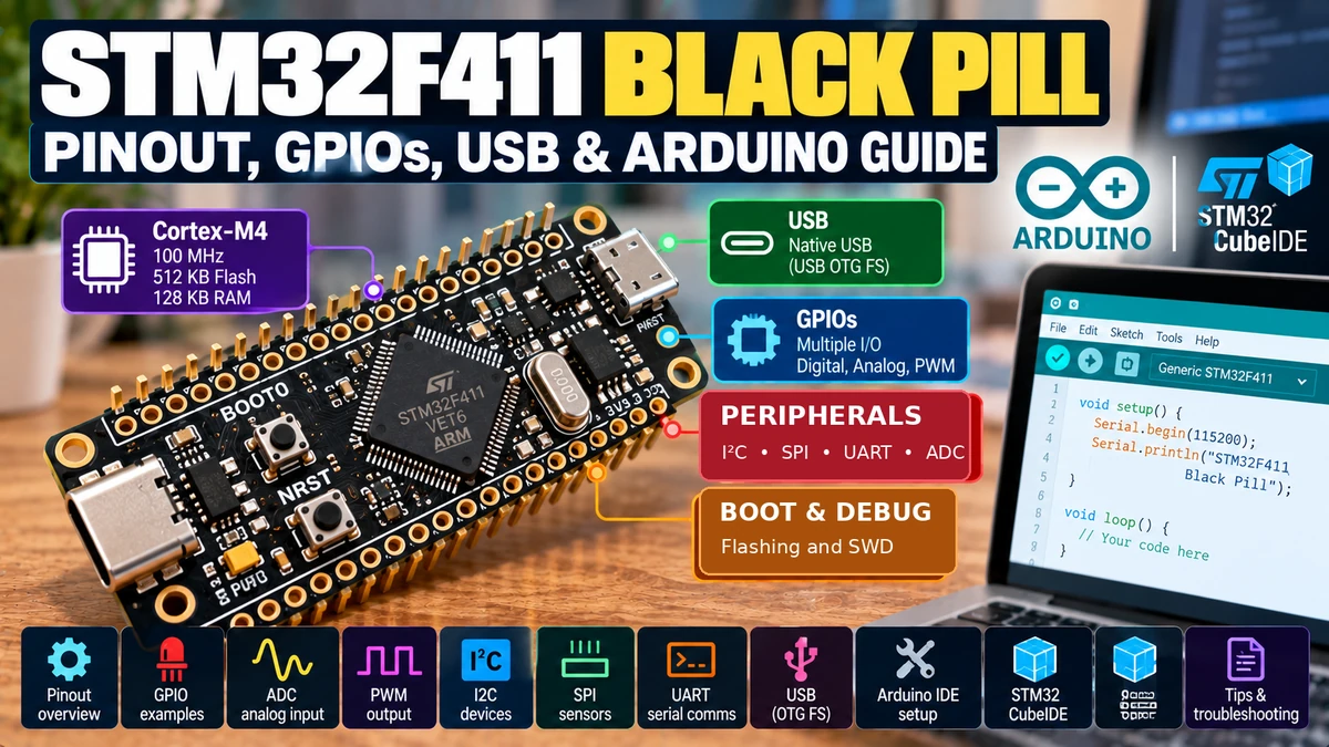 stm32f411 black pill pinout gpio usb arduino guide
