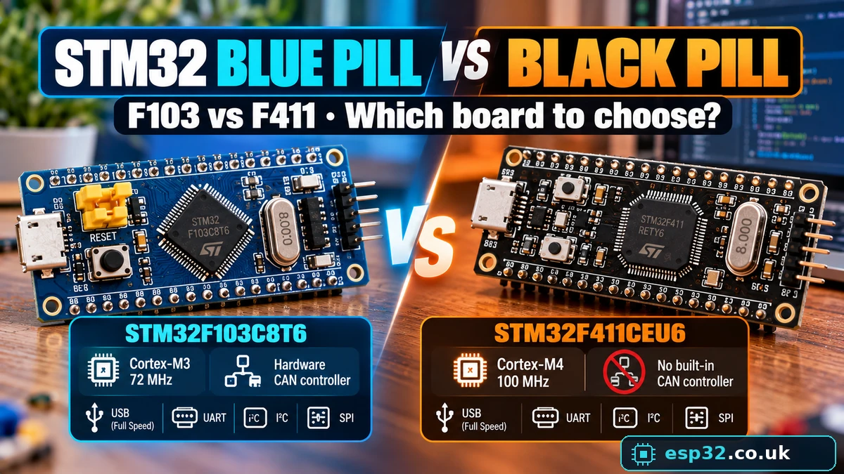 stm32 blue pill vs black pill f103 vs f411