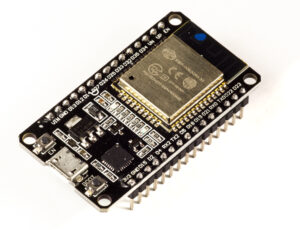 ESP32 development board with an ESP-WROOM-32 module; illustrative hardware for an ESPHome infrared project.