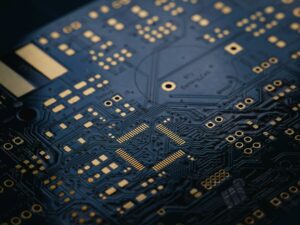 Close-up of an unpopulated printed circuit board, used as an illustrative image for ESPHome firmware updates