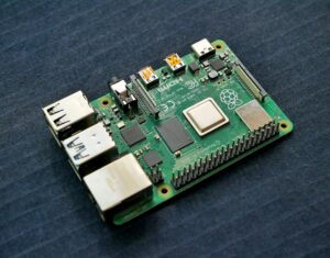 Top view of a Raspberry Pi 4 board, one supported CUBE OS 2.15 platform